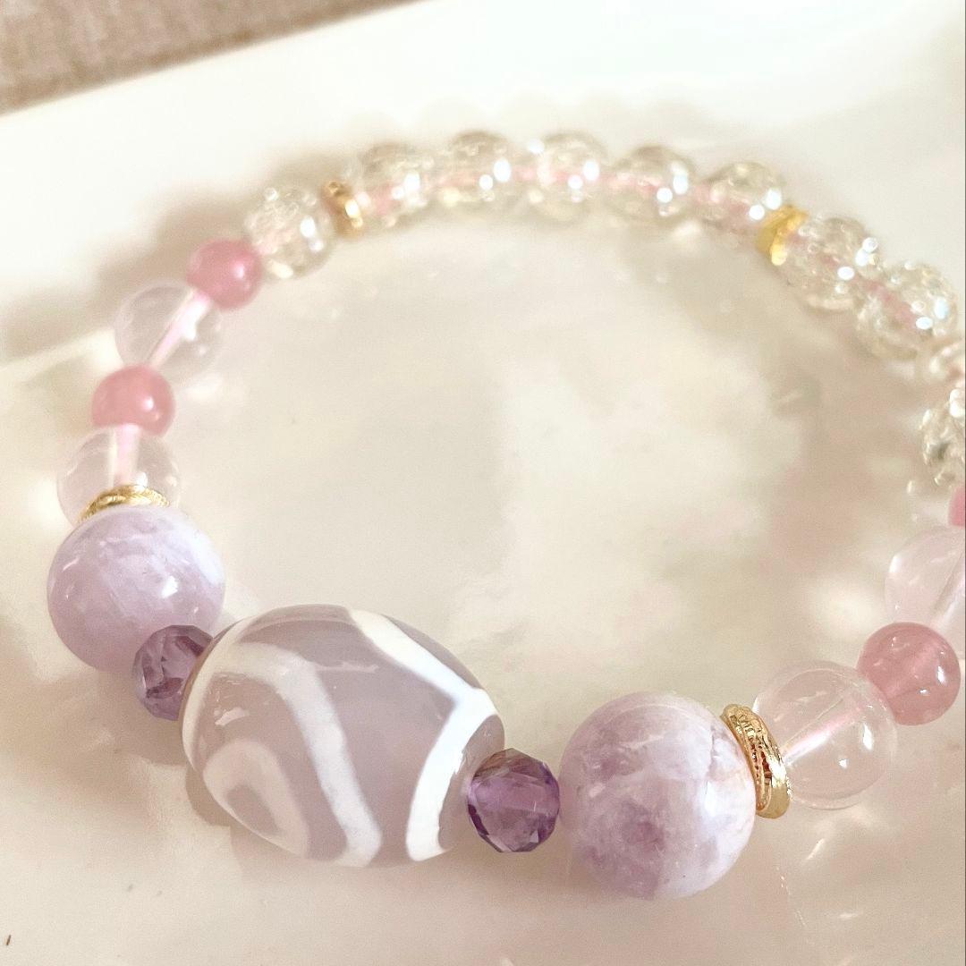 【山形一眼天珠】ラベンダー玉髄 ファントムスコロライト スターローズ 希少