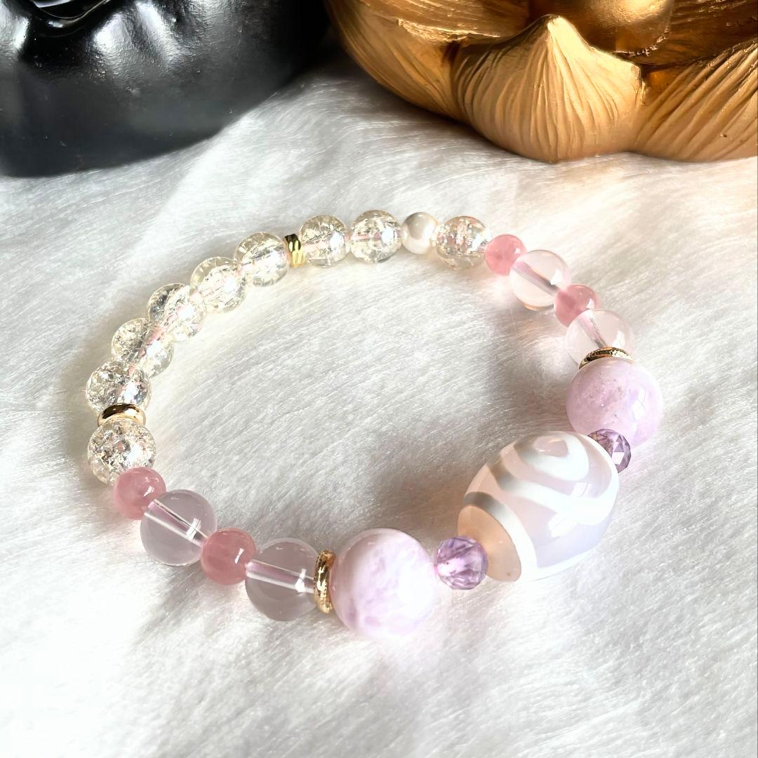 【山形一眼天珠】ラベンダー玉髄 ファントムスコロライト スターローズ 希少