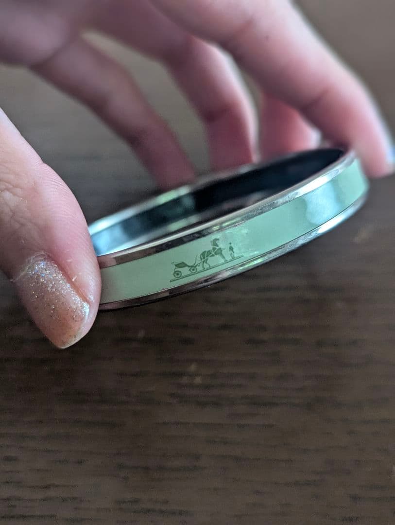 HERMES ホワイトグリーン バングル