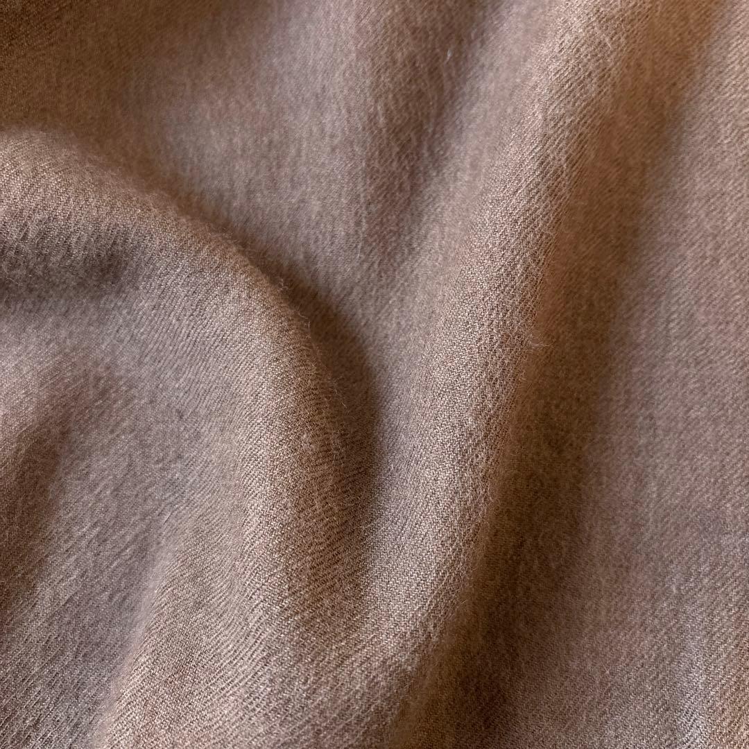 エブール ebure 日本製 ウール 比翼 オーバーサイズ長袖シャツ 茶ブラウン