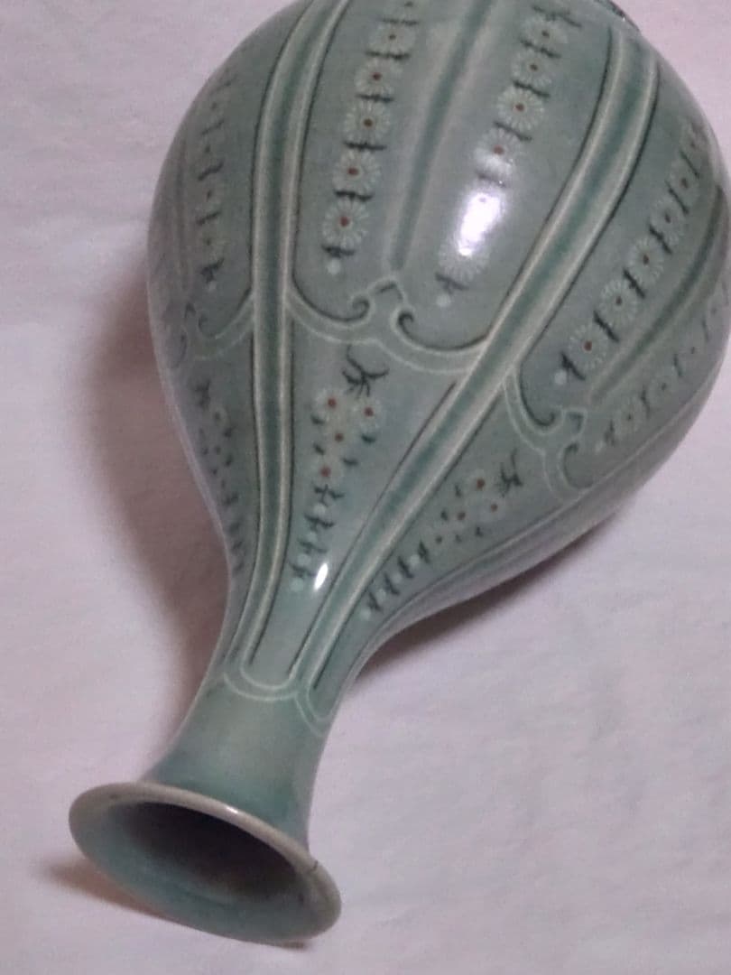 （박상재）朝鮮美術　骨董　高麗青磁　花象嵌　大瓶　砂高台