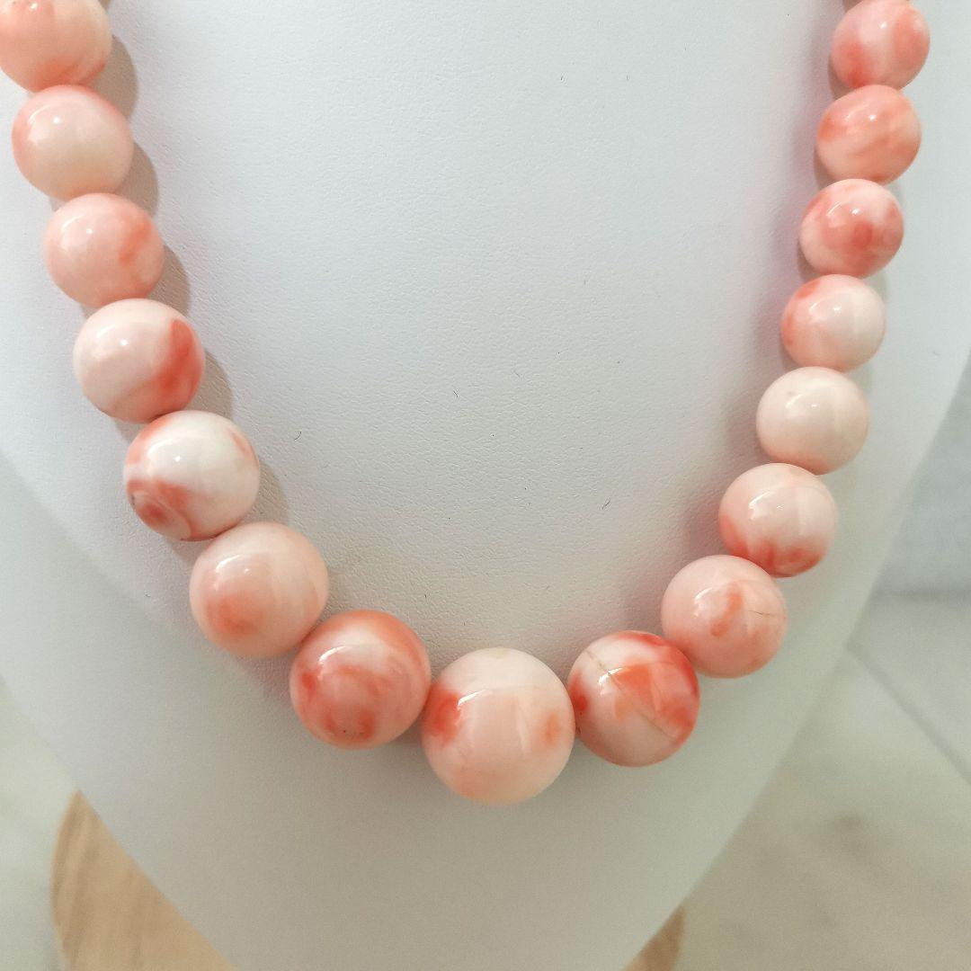 珊瑚、サンゴ、コーラル、ネックレスネックレス14.1mm、重约62.5g