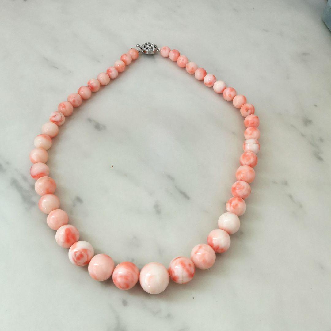 珊瑚、サンゴ、コーラル、ネックレスネックレス14.1mm、重约62.5g