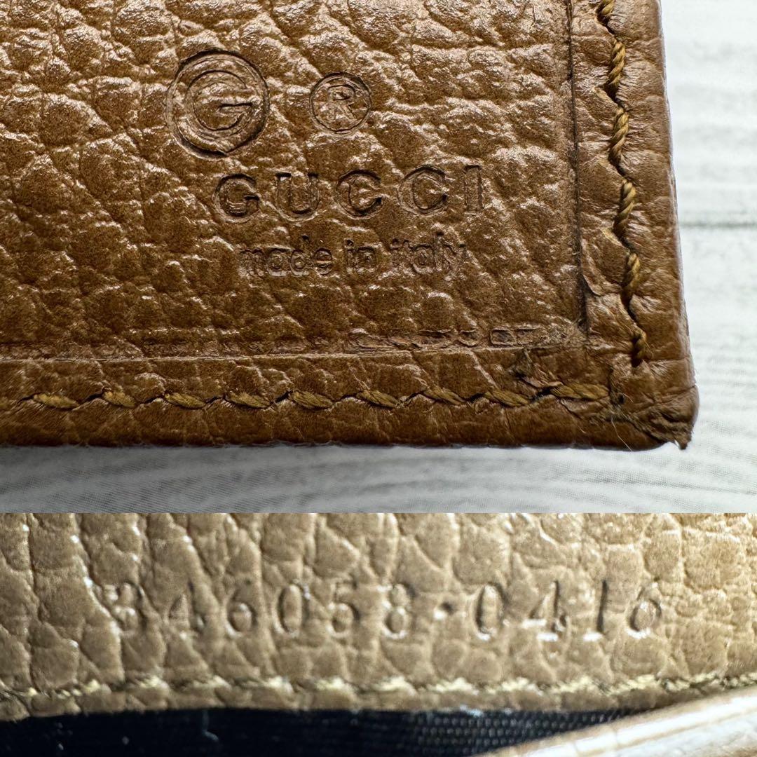【美品】GUCCI GGキャンバス 長財布 　二つ折り ブラウン　レザー