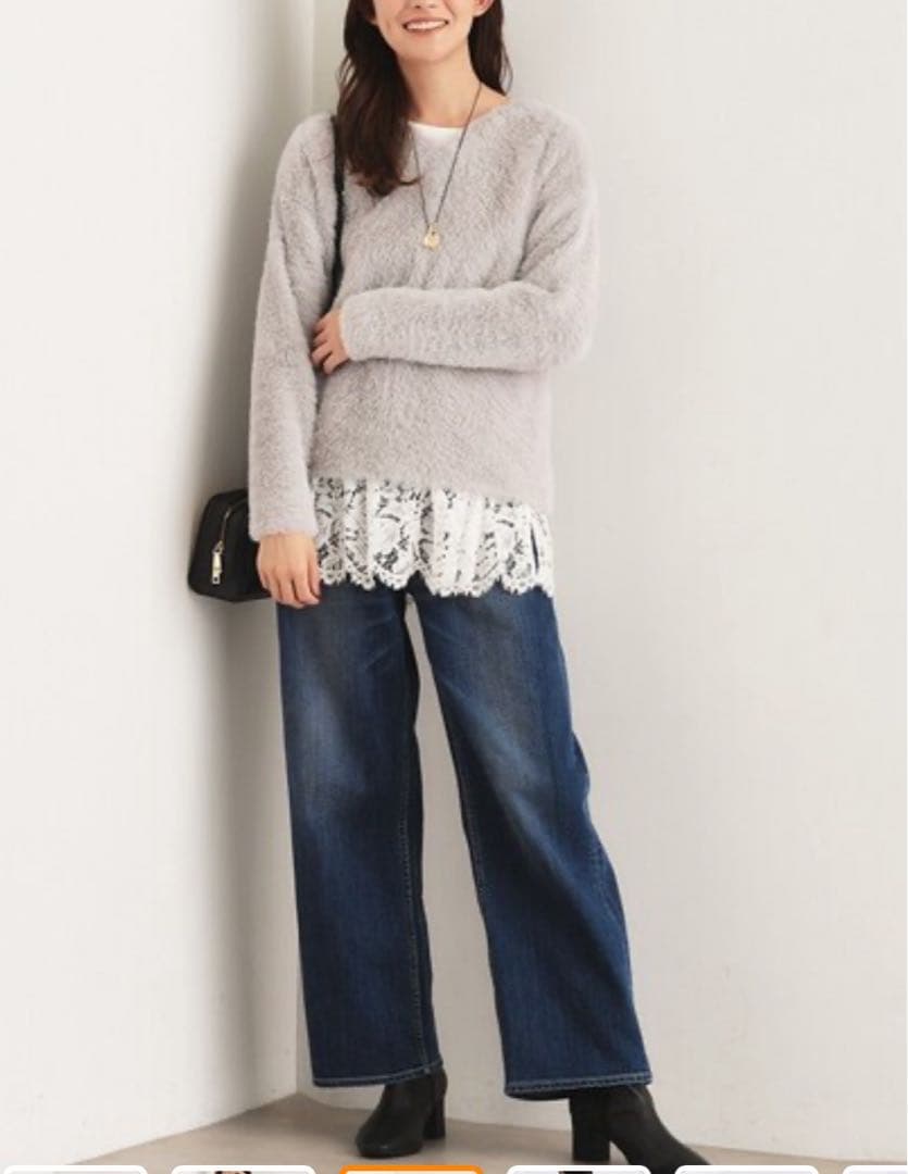 INDIVI【レイヤードにおすすめ】レース切り替えカットソー　13号