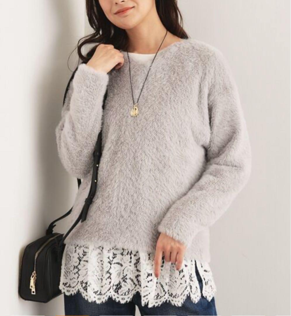 INDIVI【レイヤードにおすすめ】レース切り替えカットソー　13号