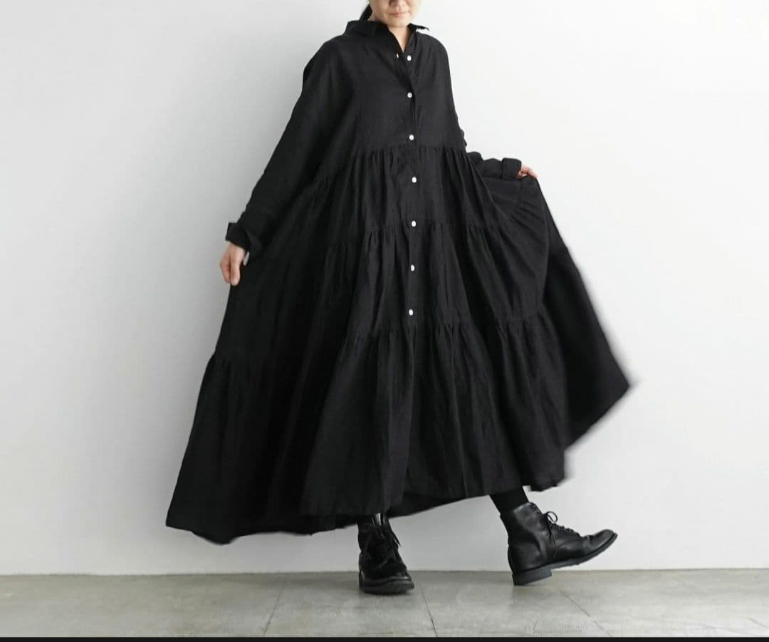 ichi-Antiquites**リネンティアードワンピース