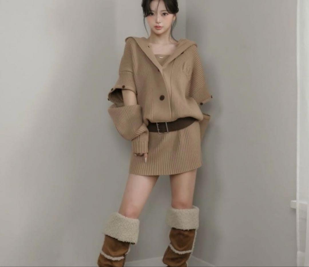 Darich ダーリッチ ローウエストデザインニットワンピース