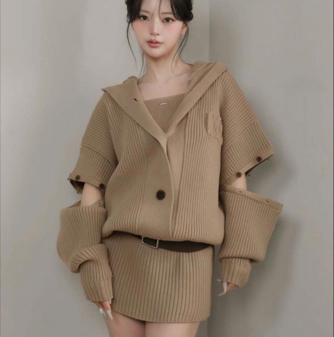 Darich ダーリッチ ローウエストデザインニットワンピース