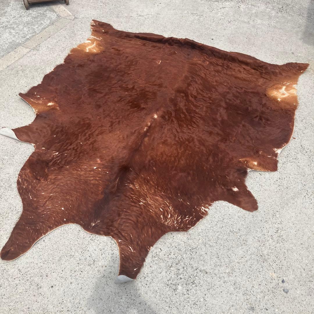 ヴィンテージ 大型 カウラグ 牛毛皮 敷物 絨毯 ラグマット アンティーク古道具