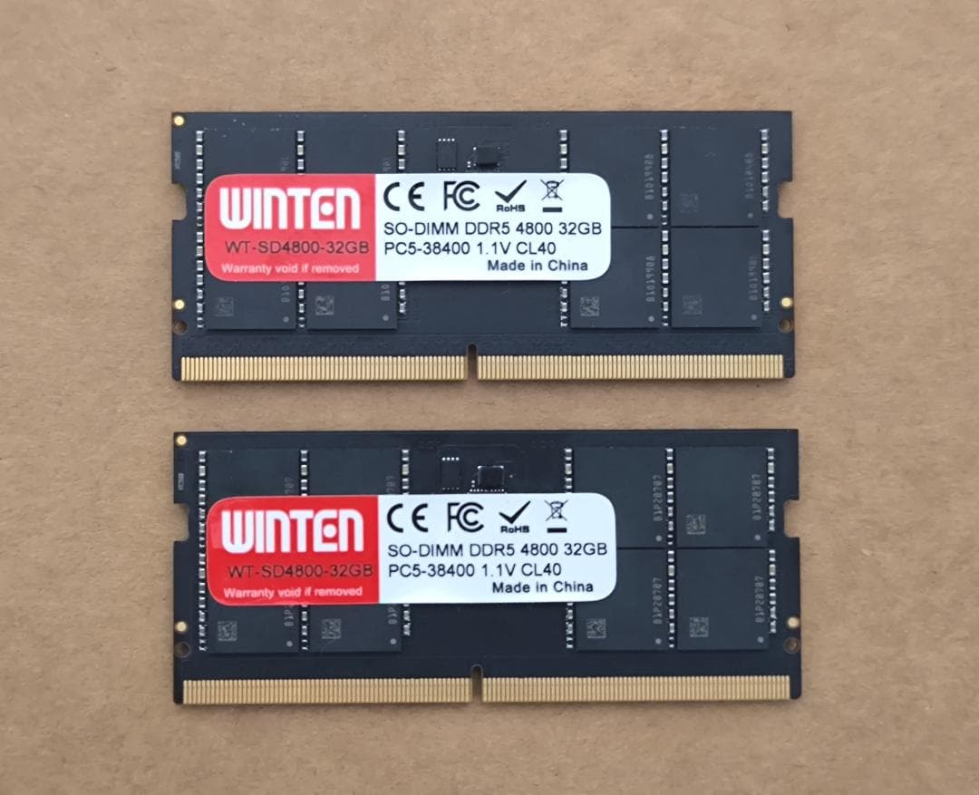 相性問題あり WINTEN ノートPC用メモリ DDR5-4800 32GB×2