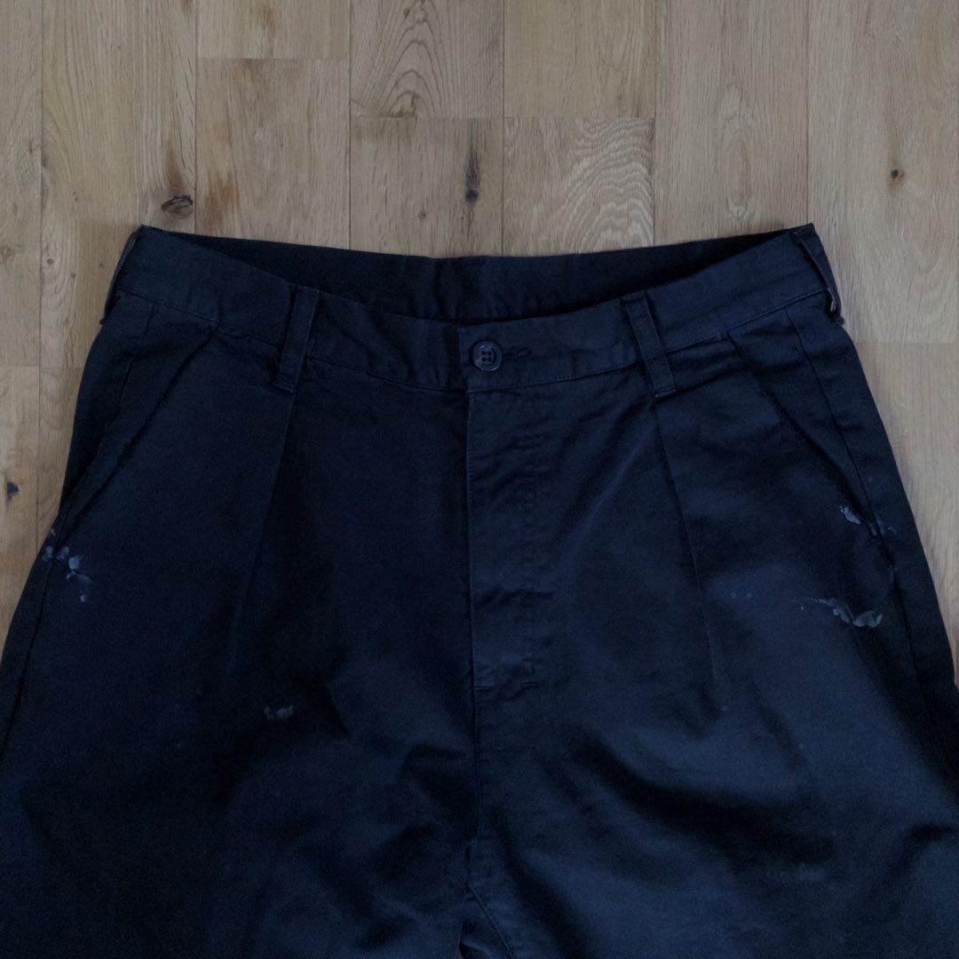 【ANCELLM】PAINT CHINO TROUSERS\" - BLACK