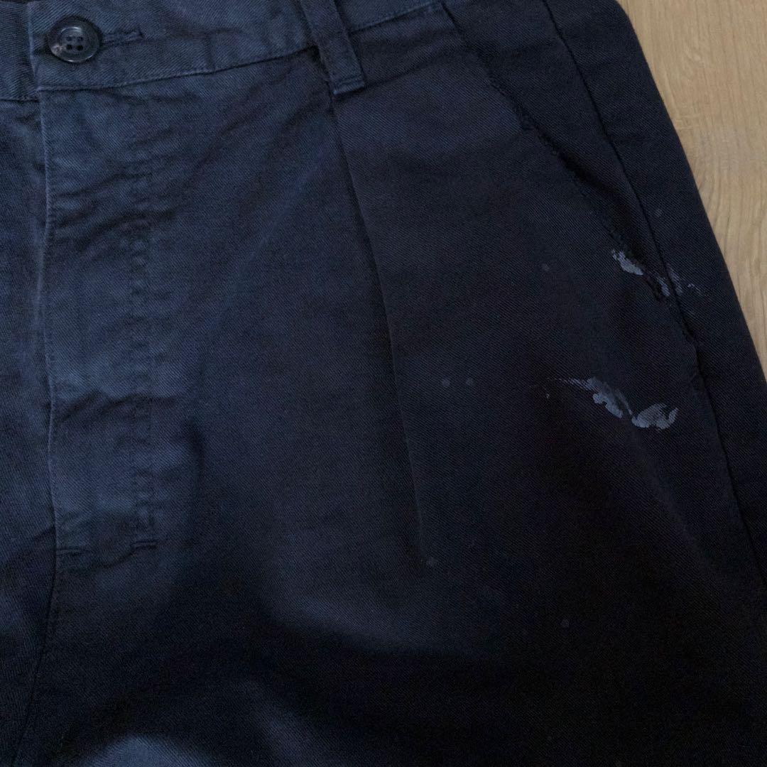 【ANCELLM】PAINT CHINO TROUSERS\" - BLACK