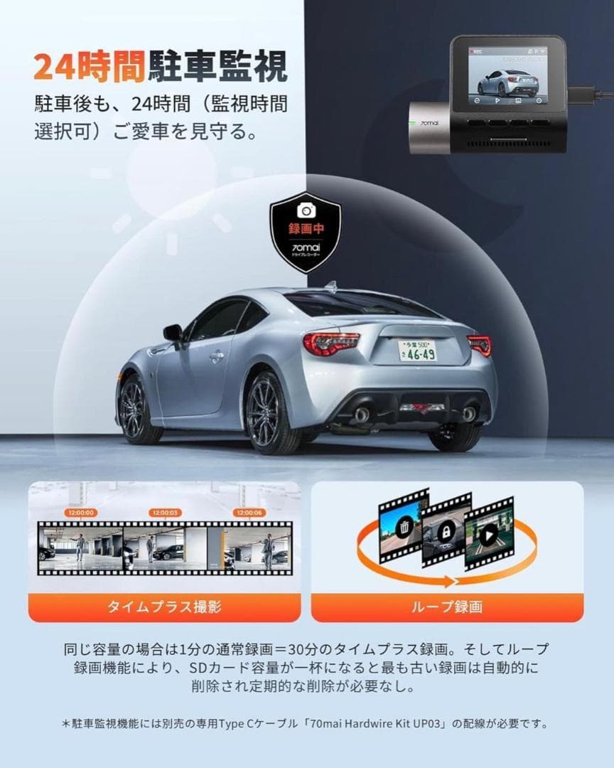 3001_1 新品 70mai Dash Cam A510ドライブレコーダー