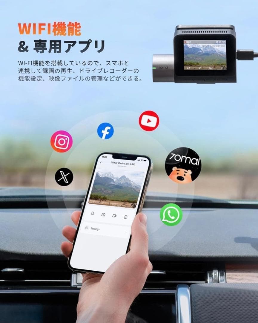 3001_1 新品 70mai Dash Cam A510ドライブレコーダー