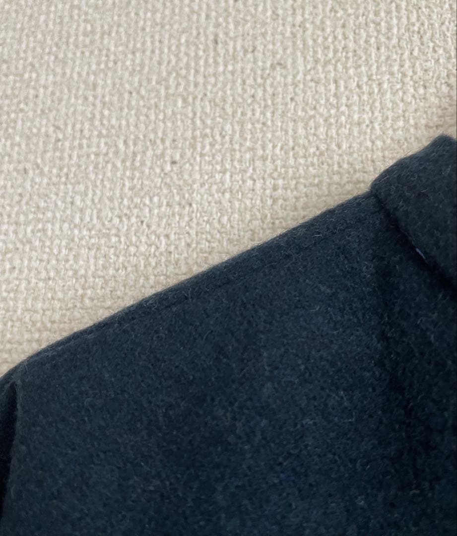 ミナペルホネン　rosy 紺　ウール　切替ギャザー　ブルゾン　ジャケット　総裏