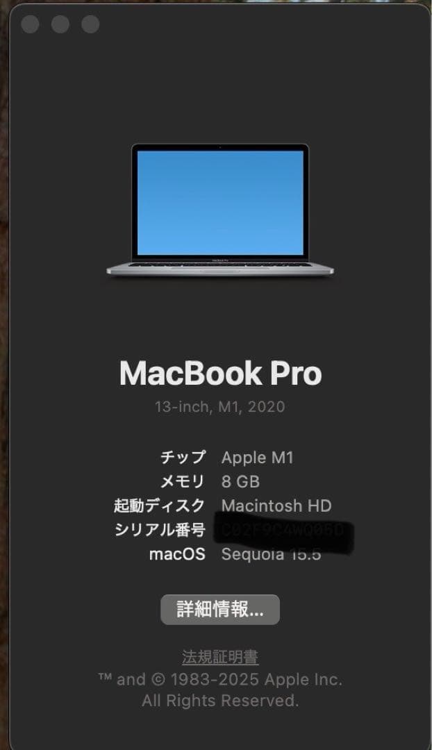 Apple MacBook Pro 13インチM1 2020