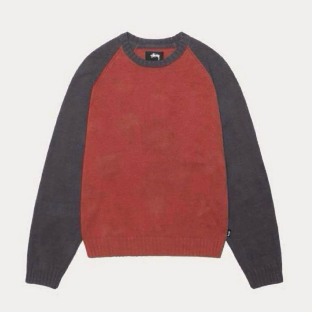 トップス STUSSY COLORBLOCKED RAGLAN KNIT CREW s