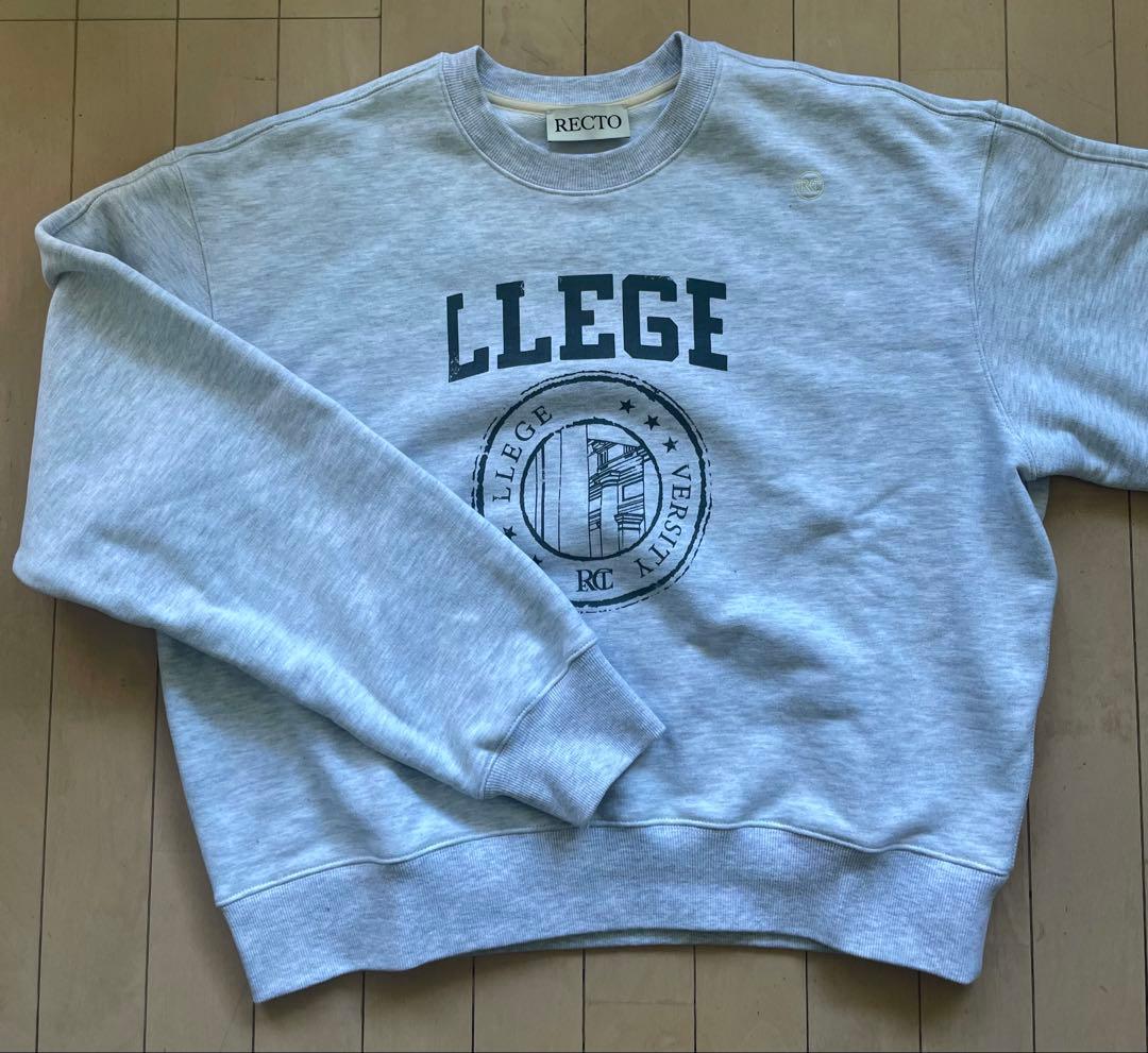 人気韓国ブランド‼️RECTO メンズグレー スウェット 肉厚裏毛トレーナー