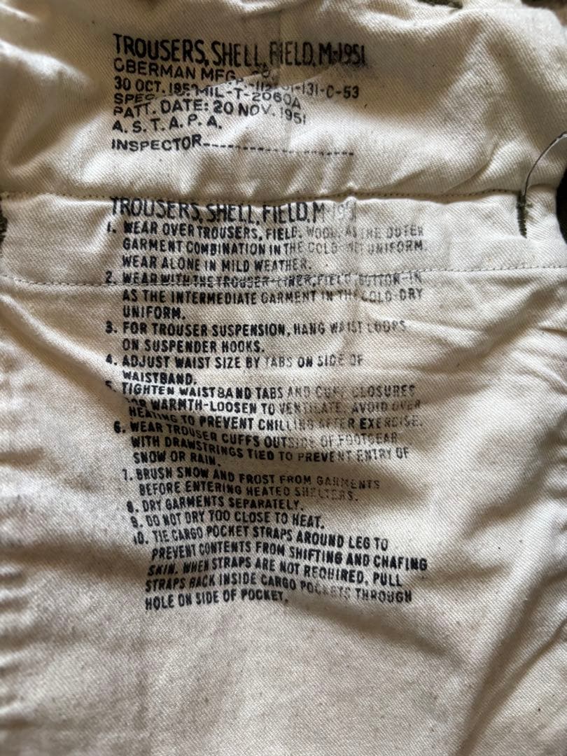 アメリカ軍　米軍実物 M-51 フィールドカーゴパンツLarge-Regular