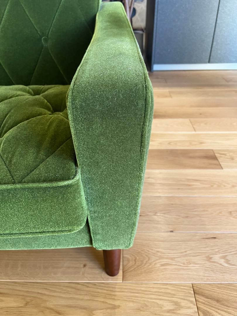 カリモク60 3シーター ソファ モケットグリーン