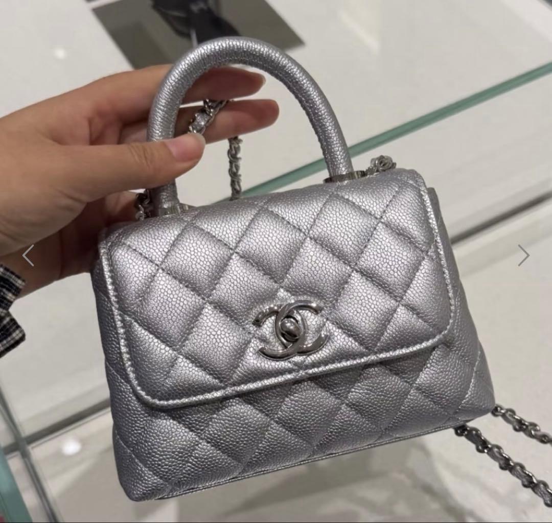 極美品　シャネル　CHANEL ココハンドルミニ　シルバー