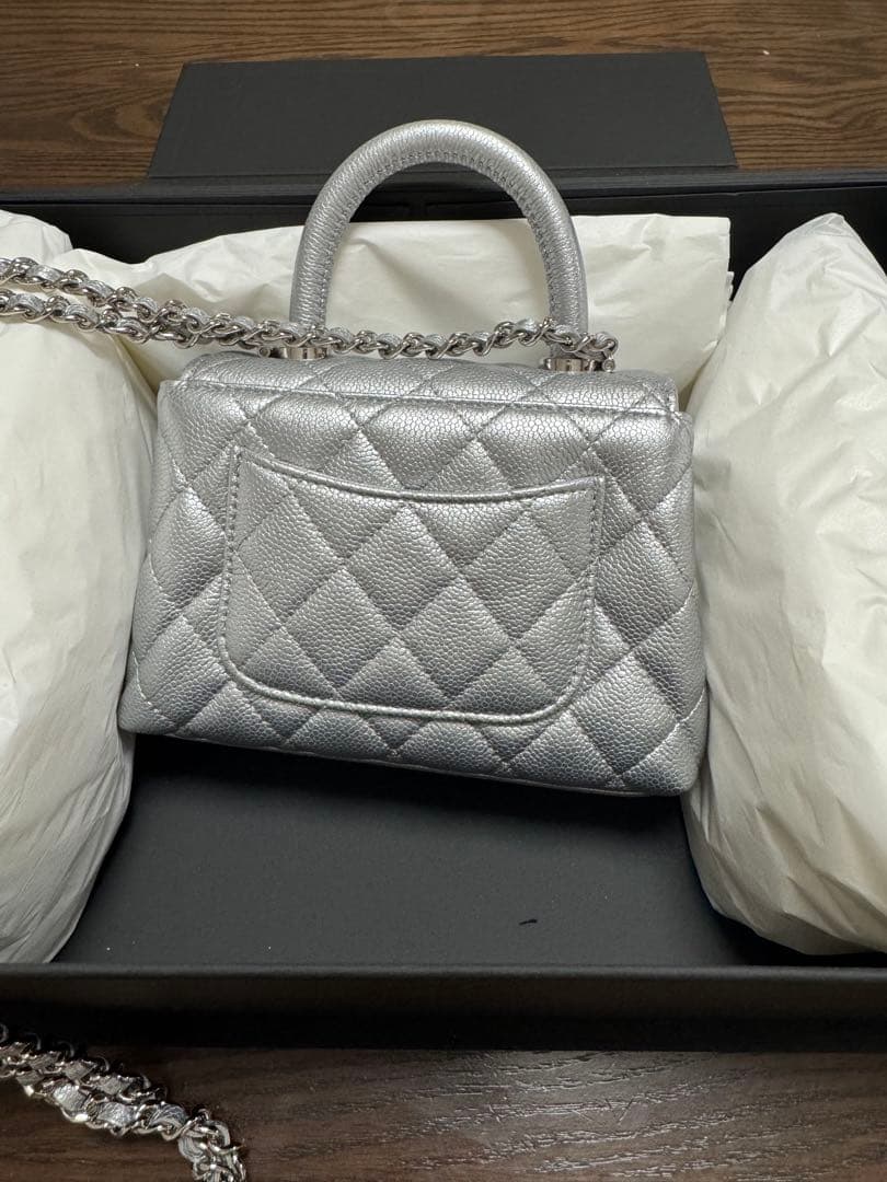 極美品　シャネル　CHANEL ココハンドルミニ　シルバー