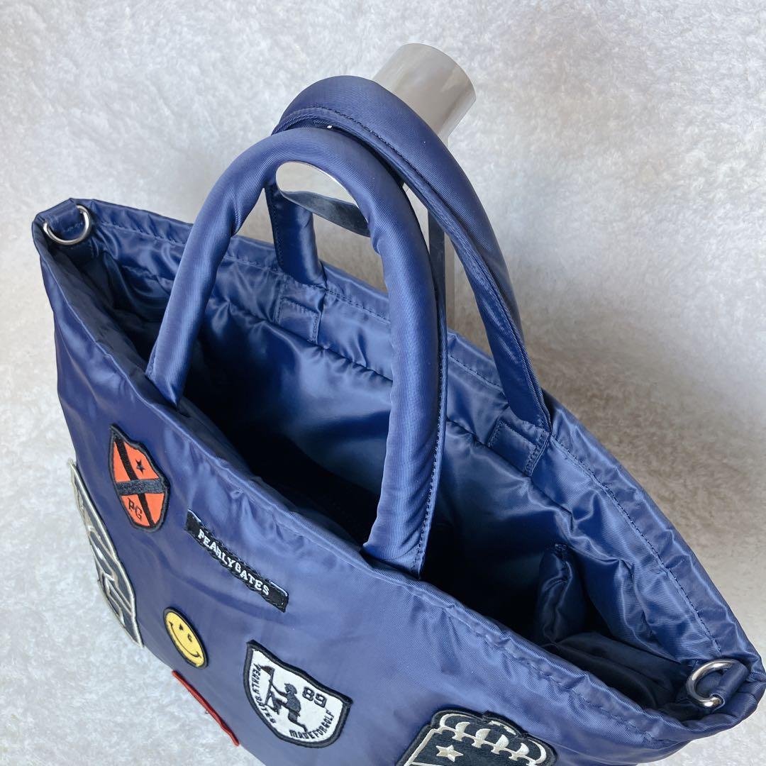 【極美品】パーリーゲイツ 2way ロッカーバッグ ワッペン ゴルフ ネイビー
