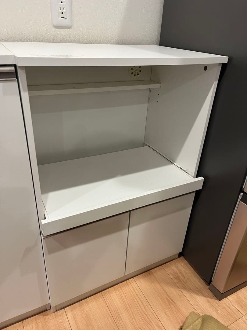 ニトリ　キッチンカウンター　レンジ置き　ホワイト