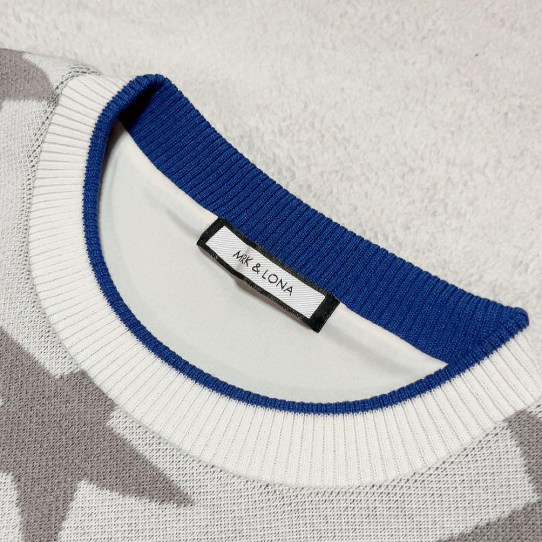 極美品　近年　マークアンドロナ　ニット　裏地付　防風　スニード　スター　星　総柄