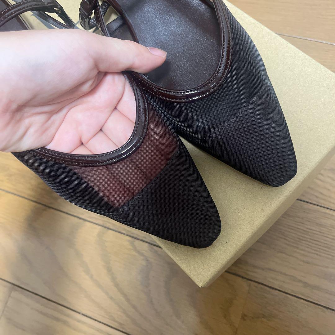 LE TALON シアーストラップスリングバック ブラウン 23