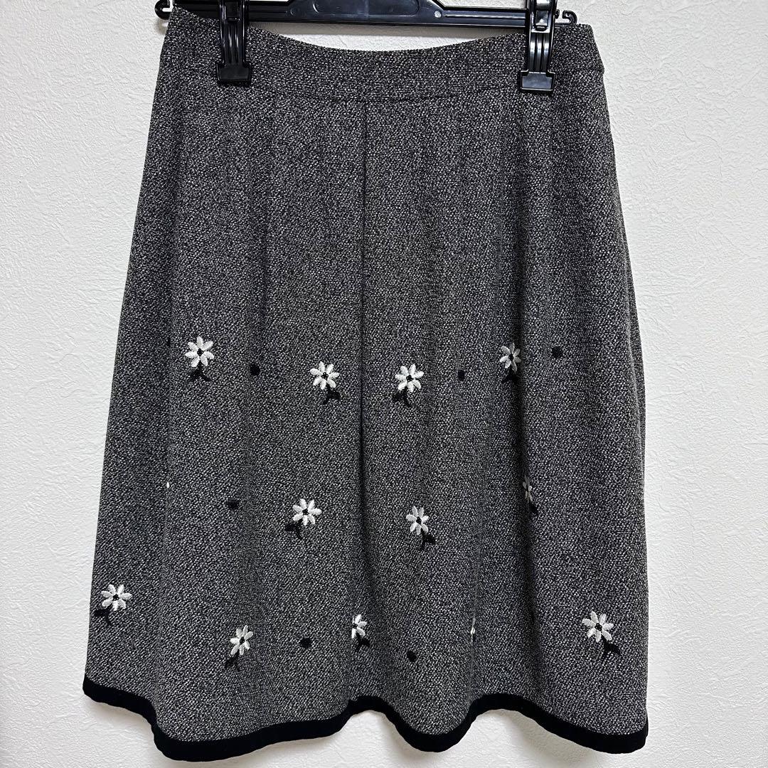 【美品】エムズグレイシー38　スーツ　花刺繍スパンコール　セレモニー