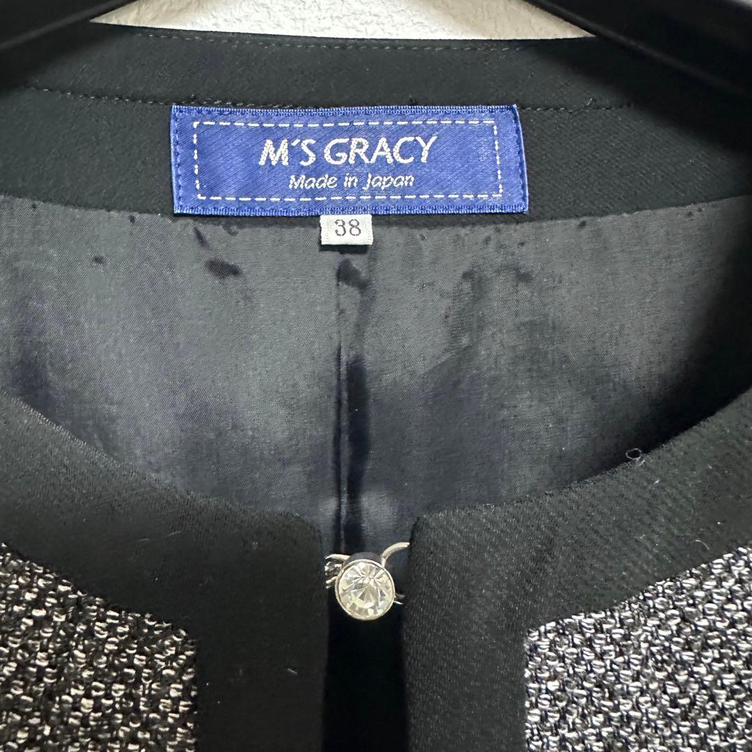 【美品】エムズグレイシー38　スーツ　花刺繍スパンコール　セレモニー