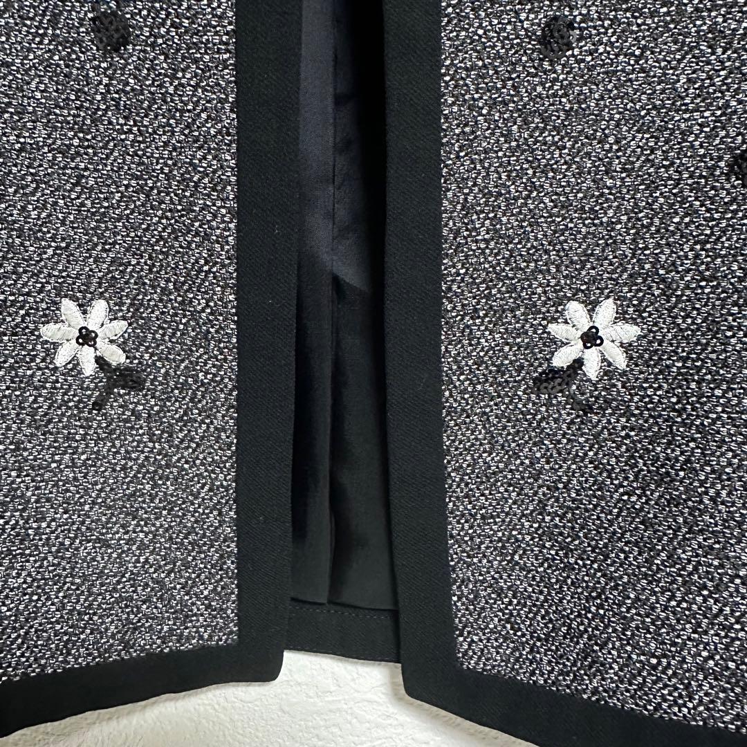 【美品】エムズグレイシー38　スーツ　花刺繍スパンコール　セレモニー