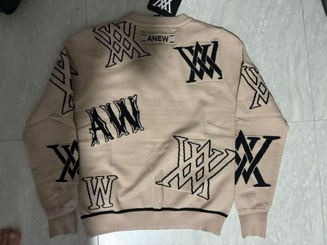 新品未使用！海外購入A NEW GOLF ロゴプリントセーター ベージュSサイズ