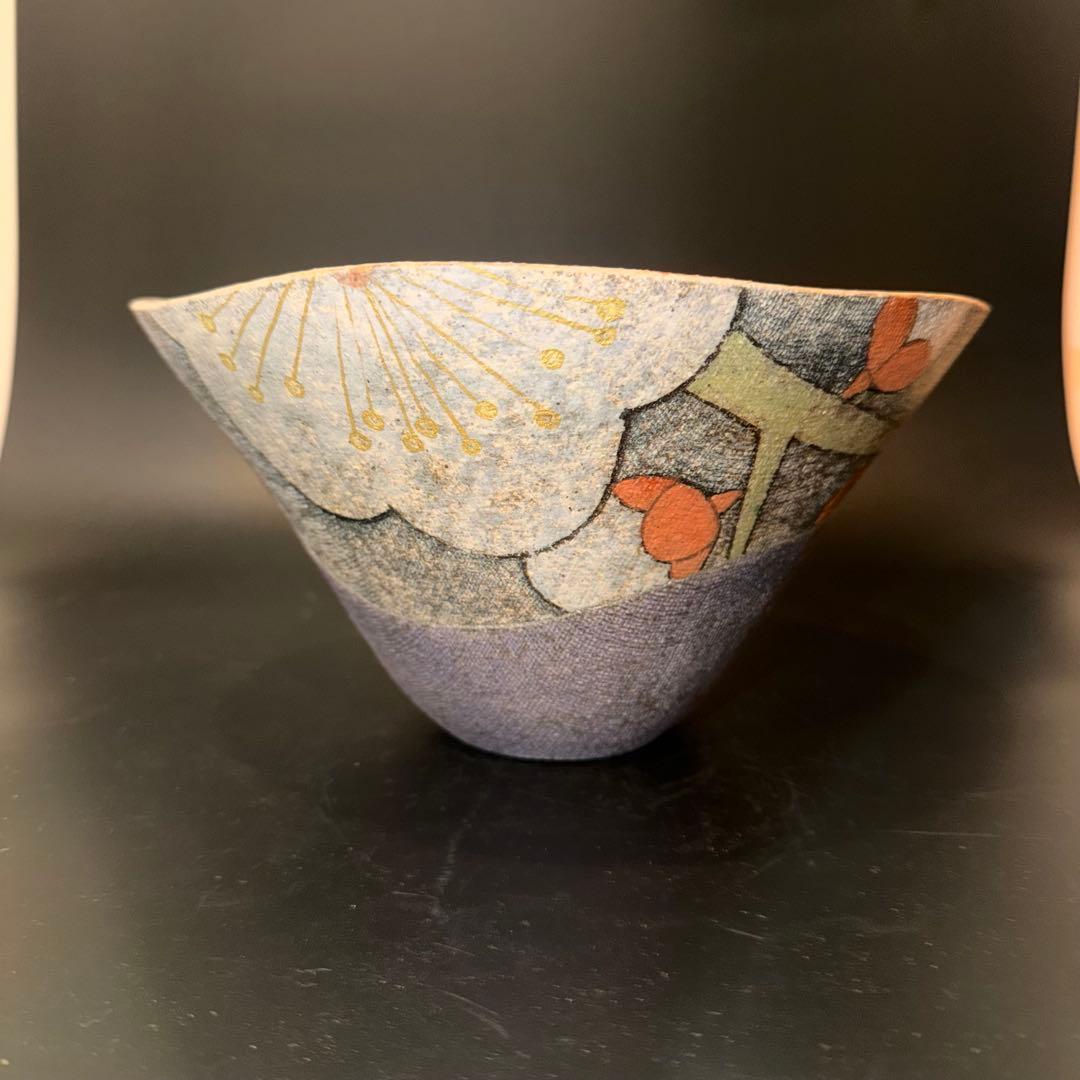 Z*ト様 伊藤東彦　布目梅文鉢　笠間焼　共箱　骨董　大鉢　盛鉢　皿　飾皿　菓子皿