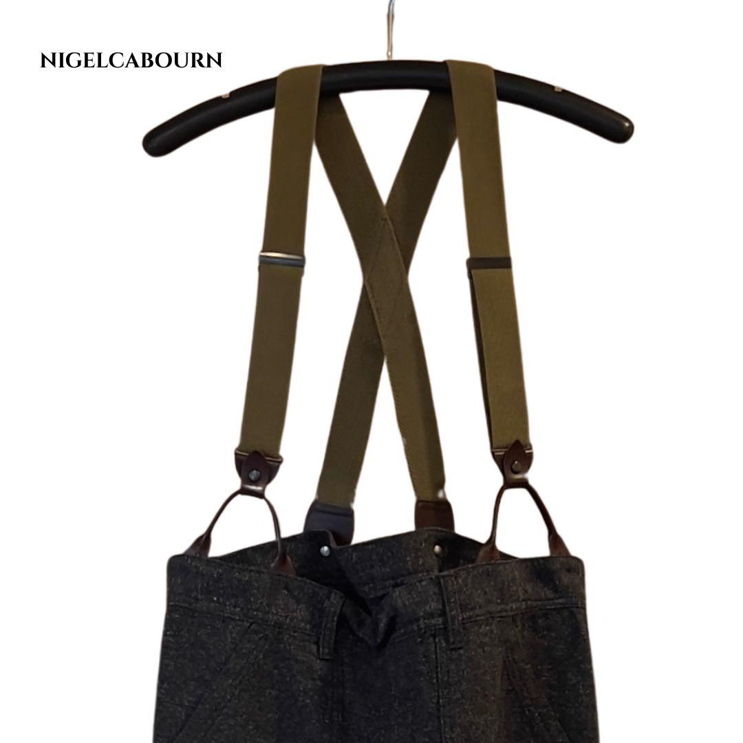 Nigel Cabournサスペンダー オリーブグリーン×ブラウン ゴム×レザー