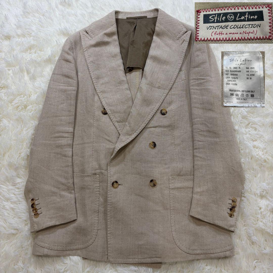スティレラティーノ ヘリンボーン ダブル テーラードジャケット イタリア製 50