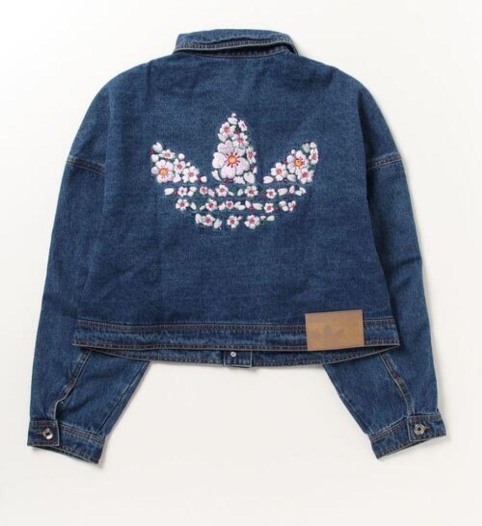 adidas 2XL桜刺繍 デニムジャケット美品