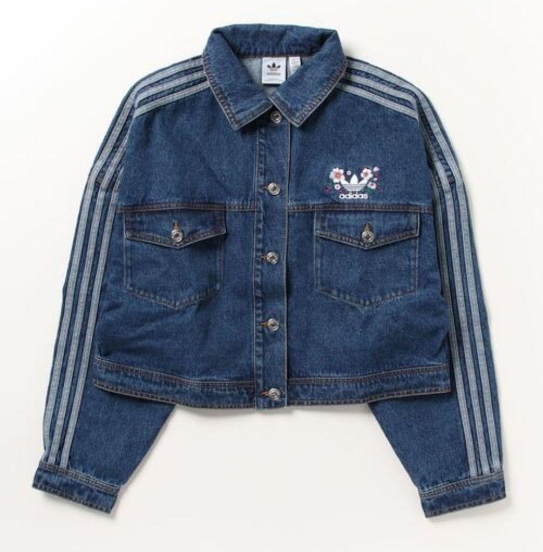 adidas 2XL桜刺繍 デニムジャケット美品