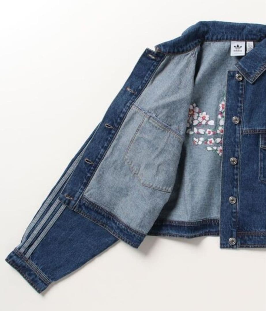 adidas 2XL桜刺繍 デニムジャケット美品