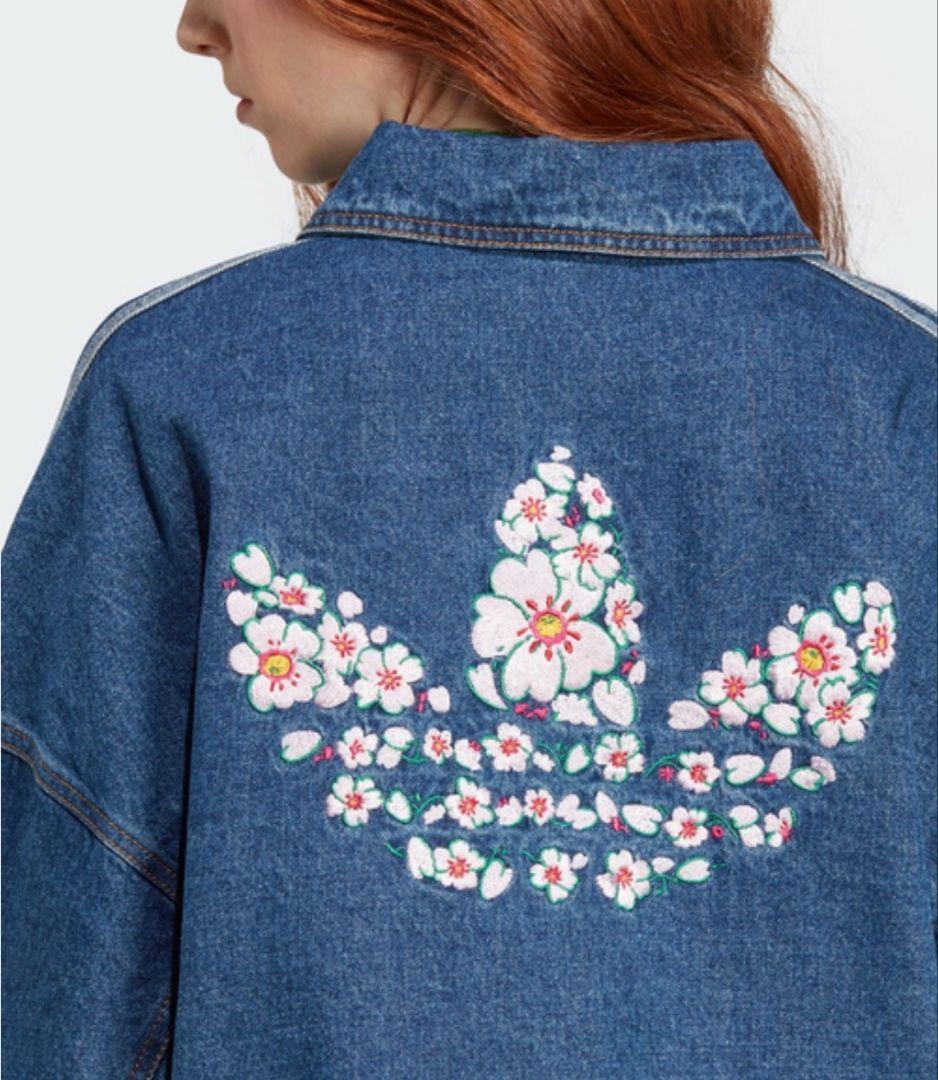 adidas 2XL桜刺繍 デニムジャケット美品