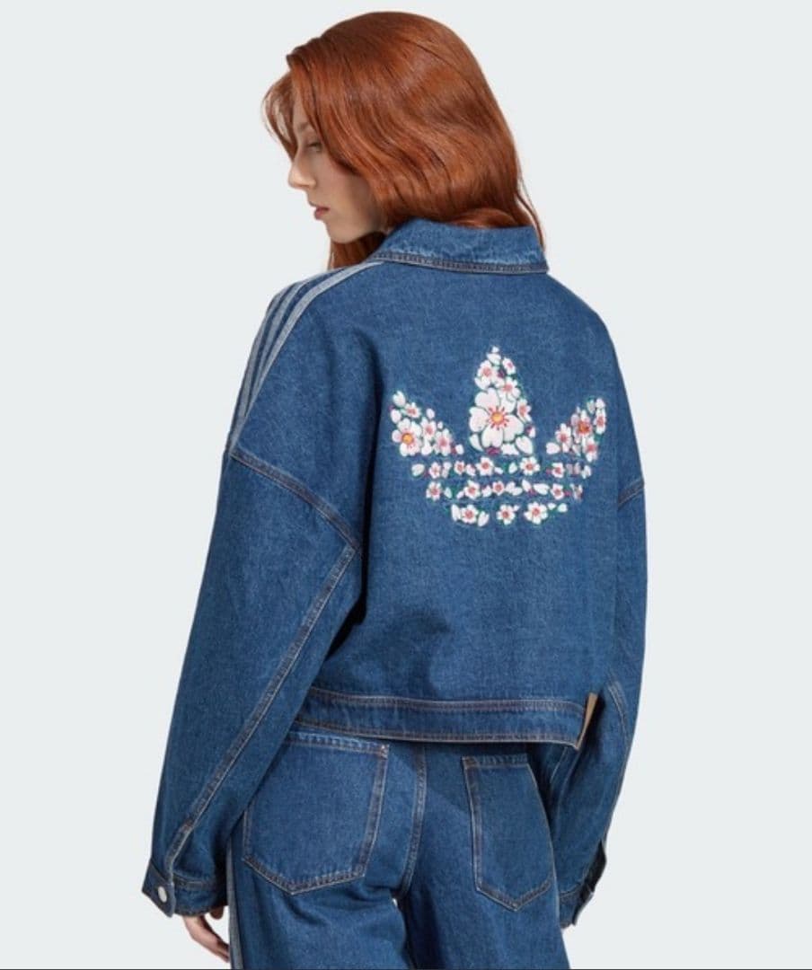 adidas 2XL桜刺繍 デニムジャケット美品