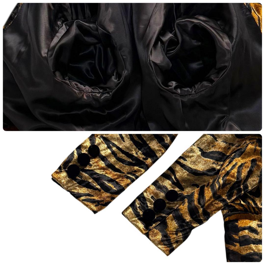 イヴサンローラン リブゴーシュ ベロア レオパード柄 ダブル ジャケット 42