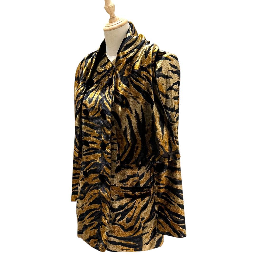 イヴサンローラン リブゴーシュ ベロア レオパード柄 ダブル ジャケット 42