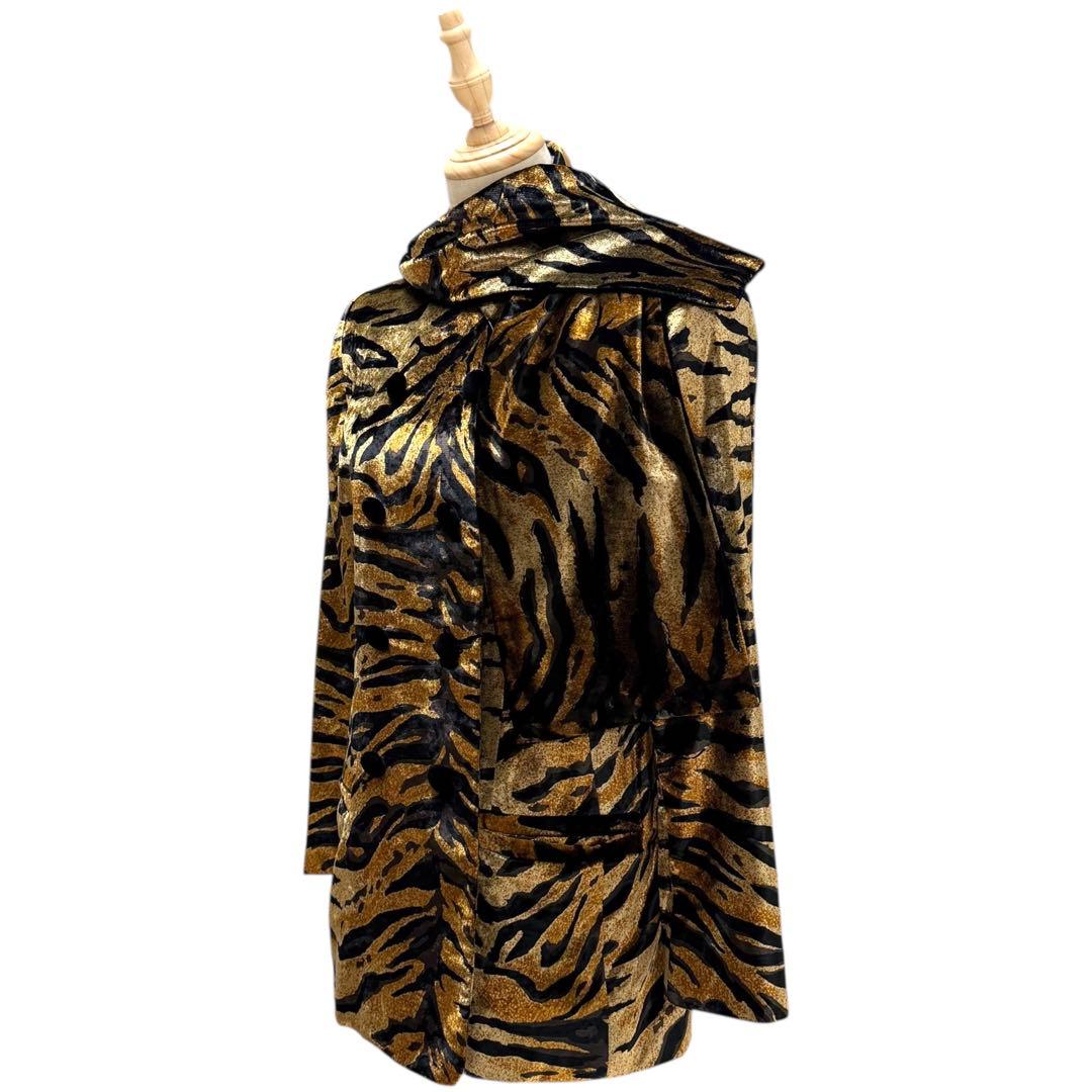 イヴサンローラン リブゴーシュ ベロア レオパード柄 ダブル ジャケット 42