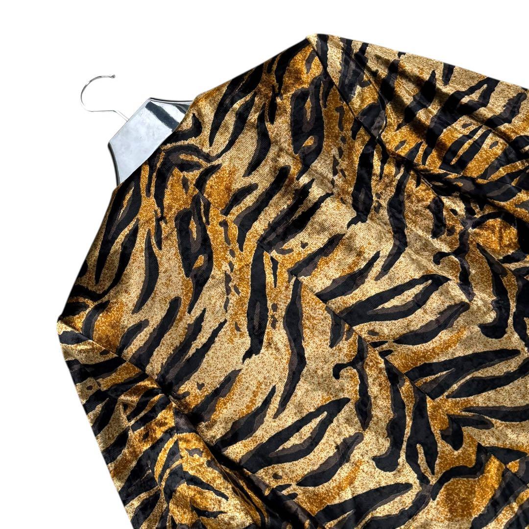 イヴサンローラン リブゴーシュ ベロア レオパード柄 ダブル ジャケット 42