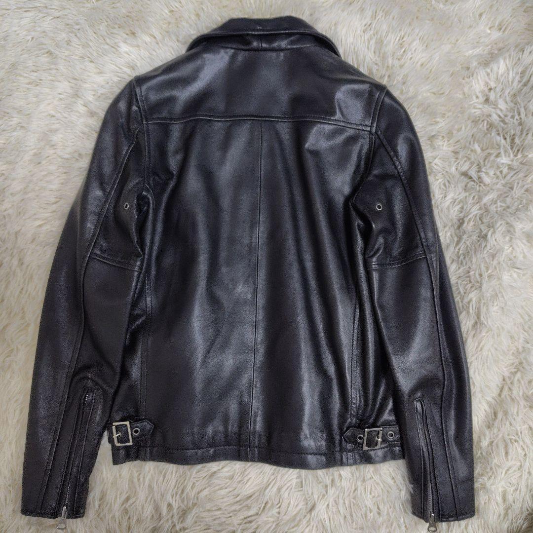 希少✨Schott ラムレザージャケット ロゴ刺繍 黒 XS