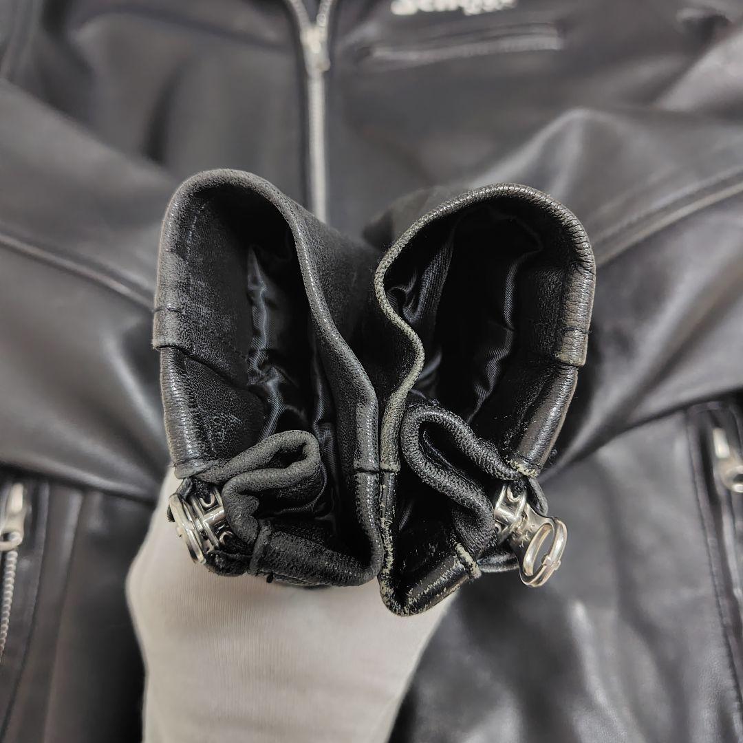 希少✨Schott ラムレザージャケット ロゴ刺繍 黒 XS