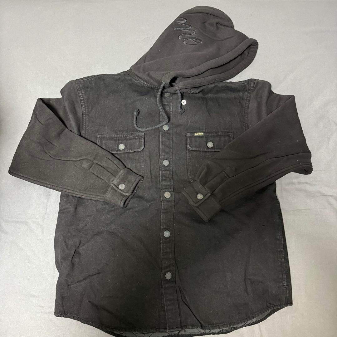 Supreme Fleece Hooded Denim Shirt ブラック